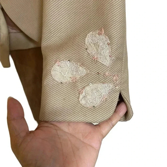 Rebecca Taylor Tan Tie Front Wool Blend Blazer Size 10 - Picture 5 of 10